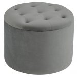 Worldwide Talia Round Storage Ottoman in Grey