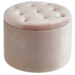 Worldwide Talia Round Storage Ottoman in Blush Pink