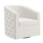 Worldwide Velci Swivel Accent Chair in Ivory