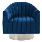 Worldwide Cortina Swivel Accent Chair in Blue/Silver